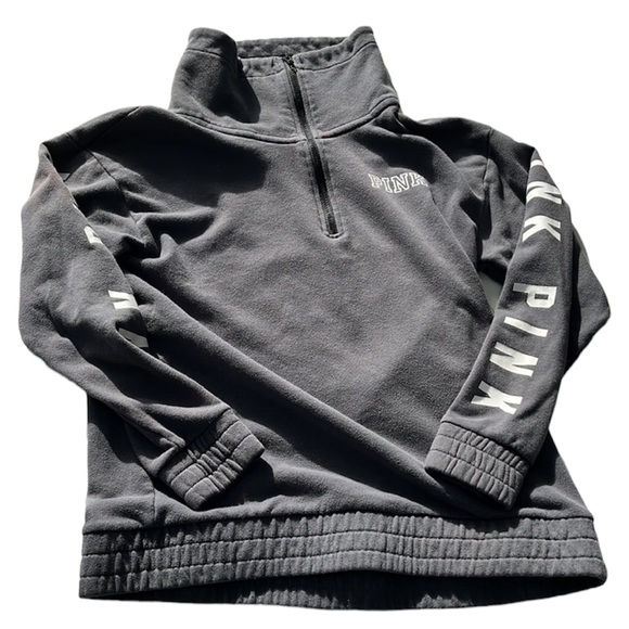 Victoria’s Secret Pink Sweatshirt Gray Quarter Zip S - Picture 1 of 6